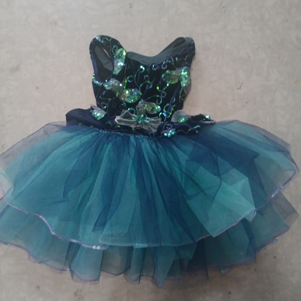 Weissman Girls Teal Sequin Tutu Dance Dress Costume